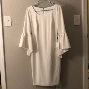 White Calvin Klein fitted dress